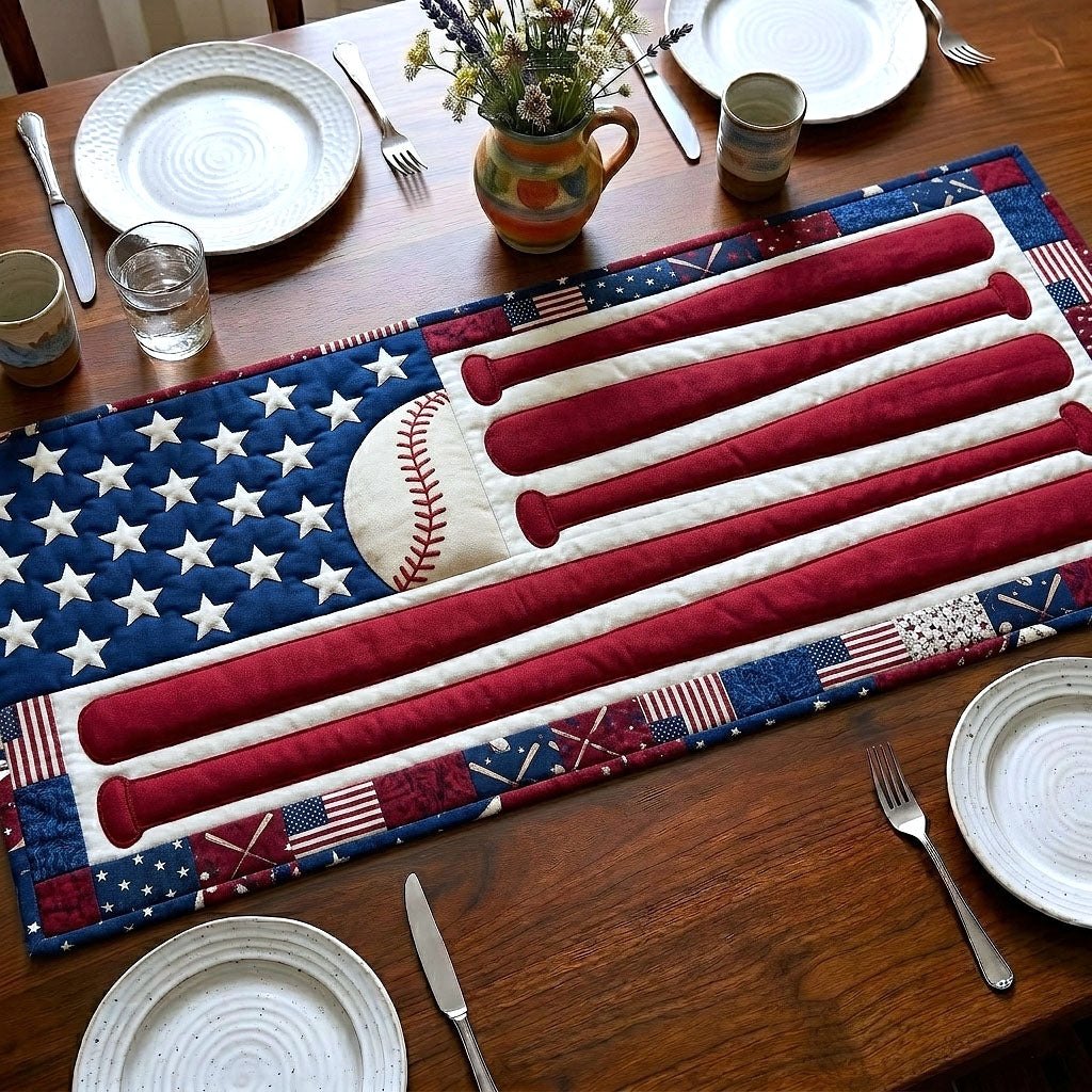 Baseball Bats on the Flag Table Runner