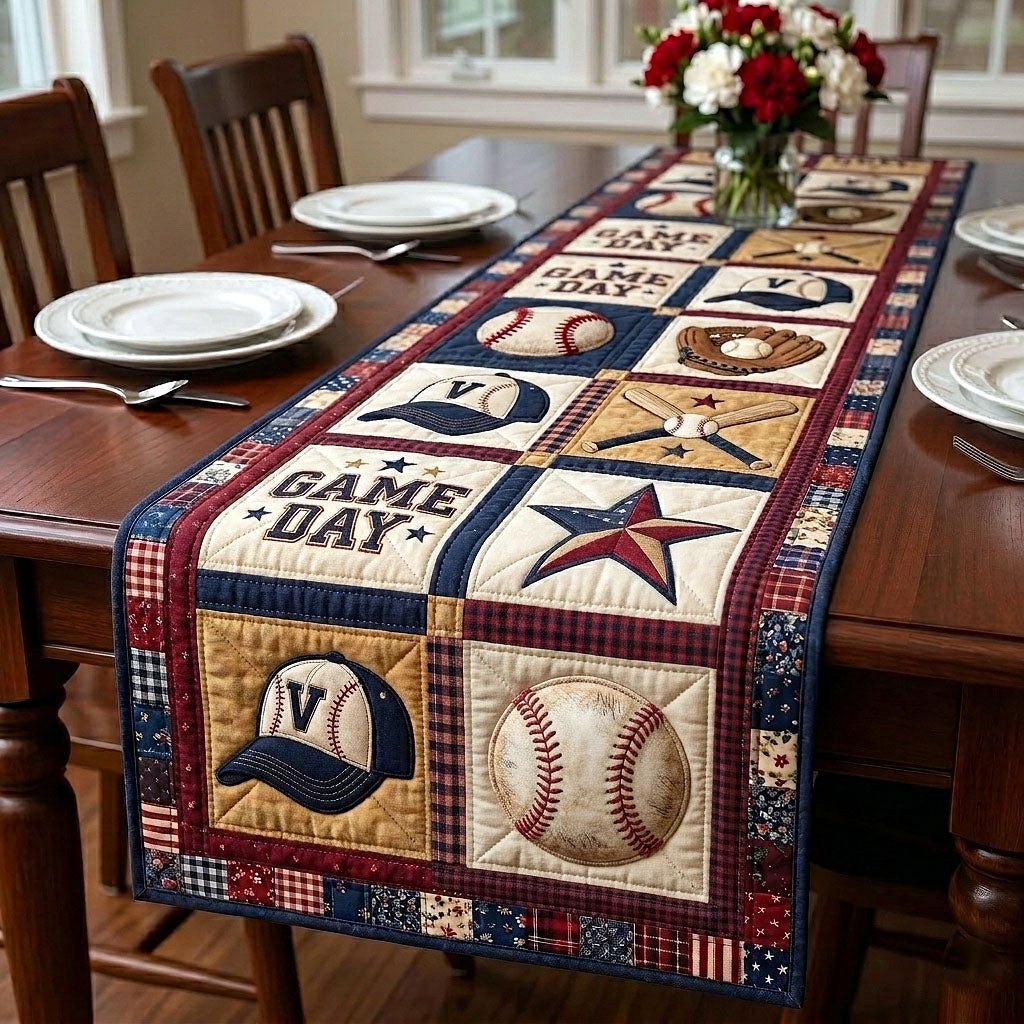 Game Day Baseball with Stars Table Runner