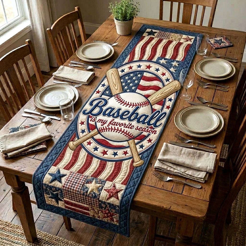 Baseball Is My Favorite Season Table Runner