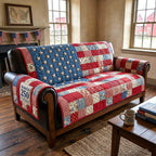 Flag Patchwork with Checkered Stripes Sofa Cover