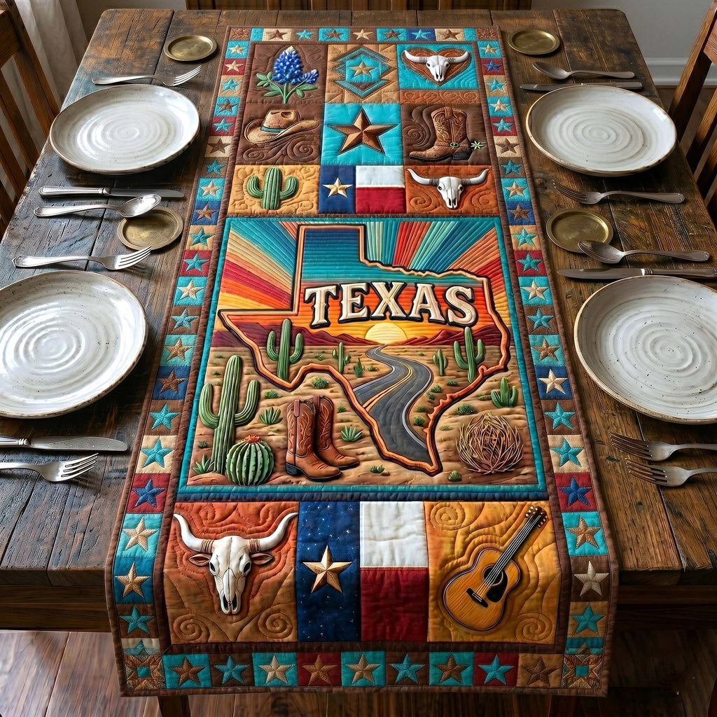 Texas Desert Sunset with Cactus Table Runner