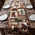 Texas Plaid Patchwork with Longhorn Table Runner