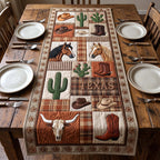 Texas Horses and Cactus Patchwork Table Runner