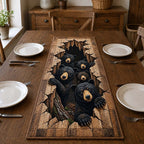 Bears Breaking Through the Wood Table Runner