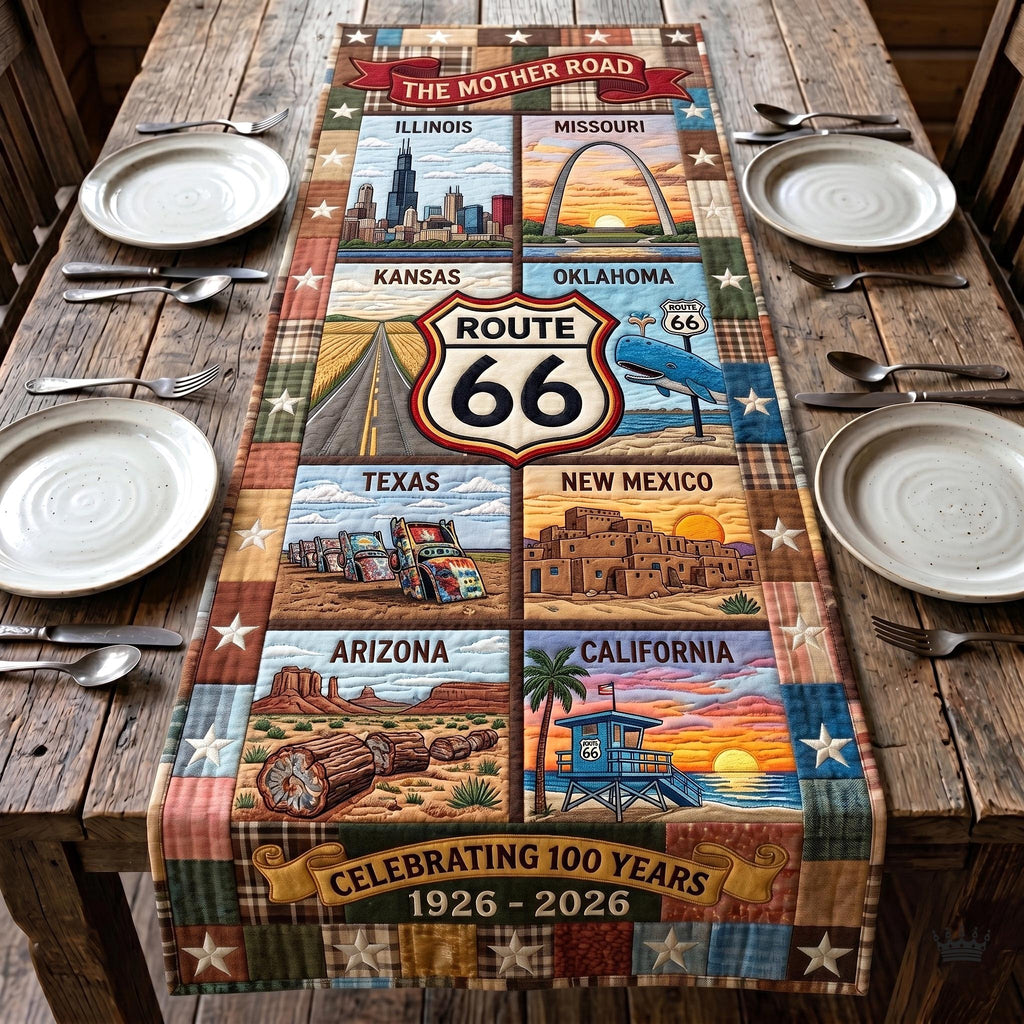 Route 66 States Centennial Collage Table Runner