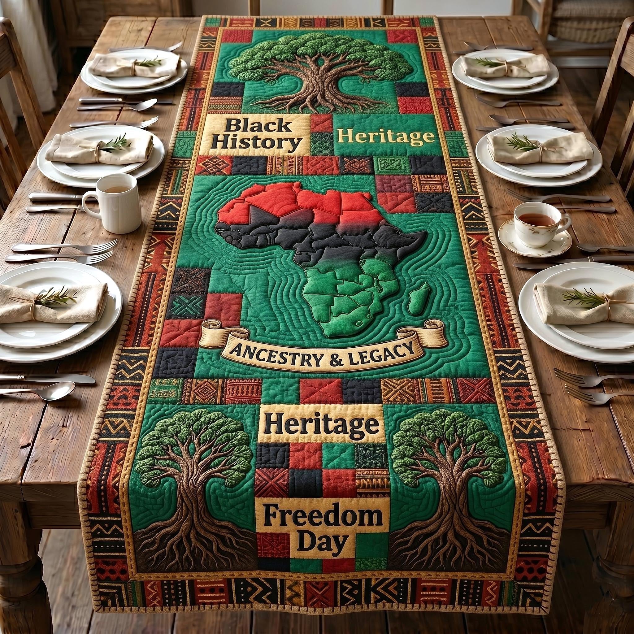 Black History Heritage and Freedom Day Table Runner
