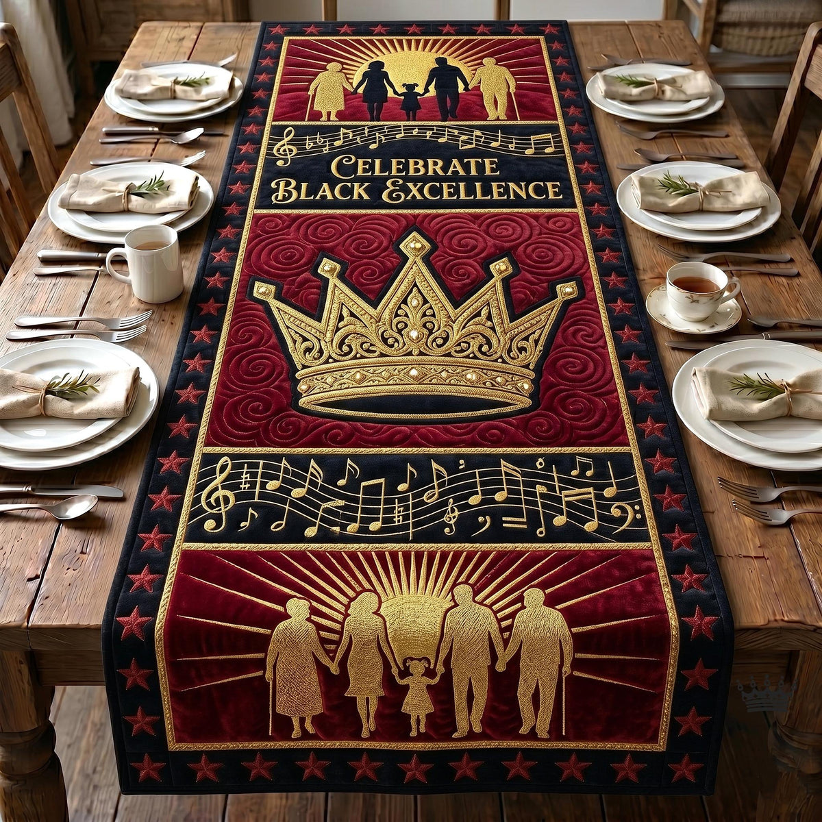 Celebrate Black Excellence with Crown Table Runner