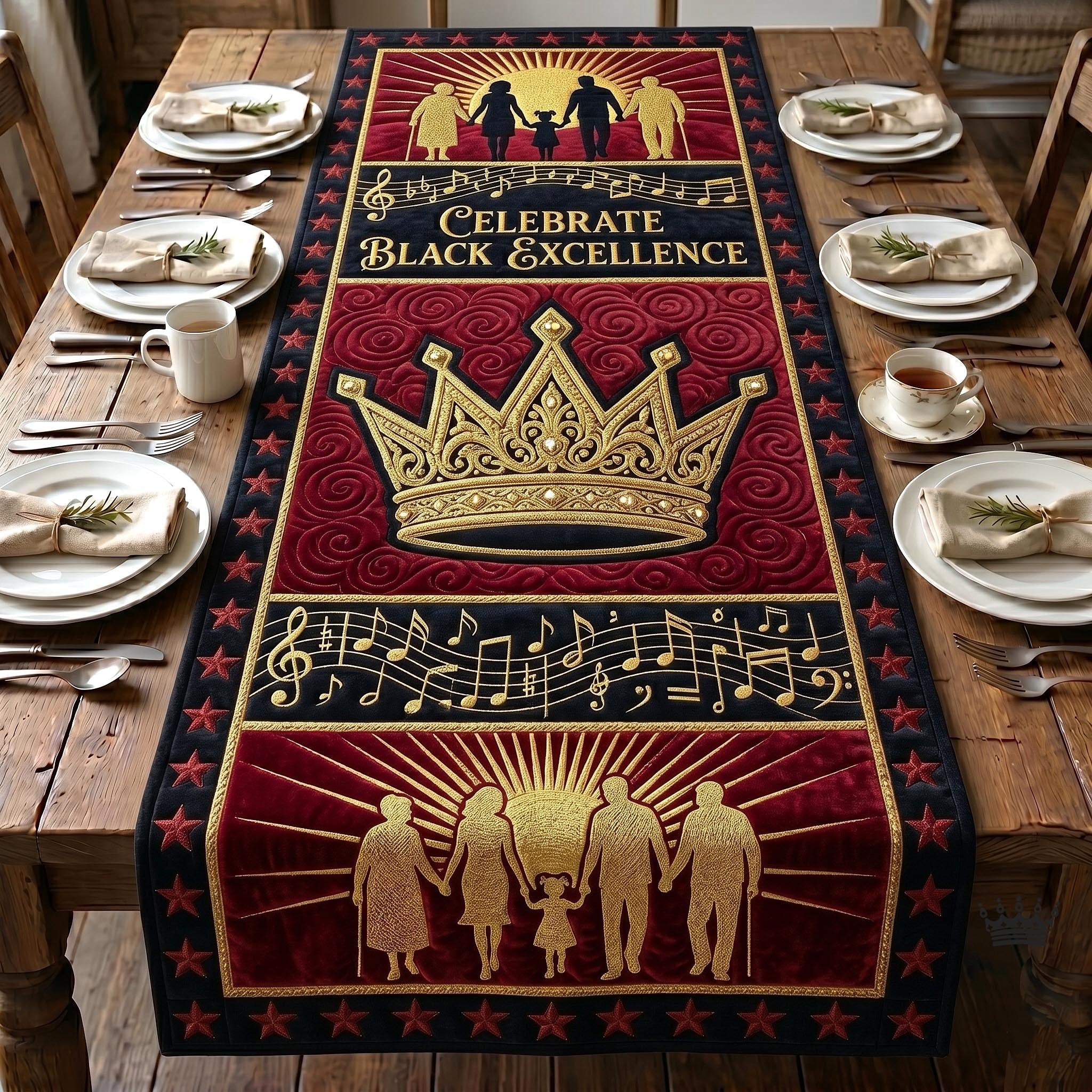 Celebrate Black Excellence with Crown Table Runner