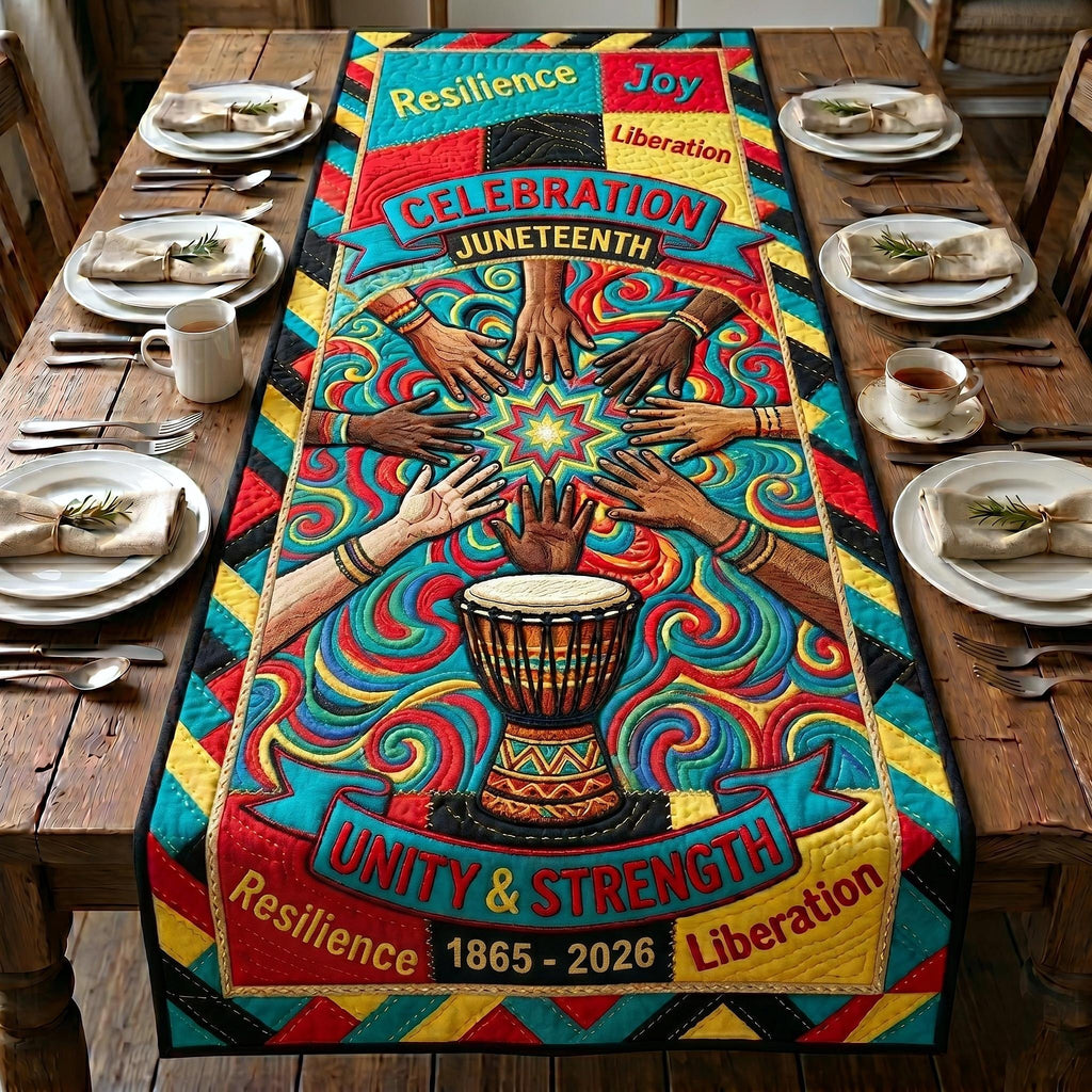 Juneteenth Unity and Strength Drum Table Runner