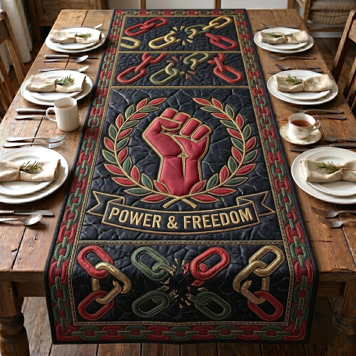 Power and Freedom with Raised Fist Table Runner