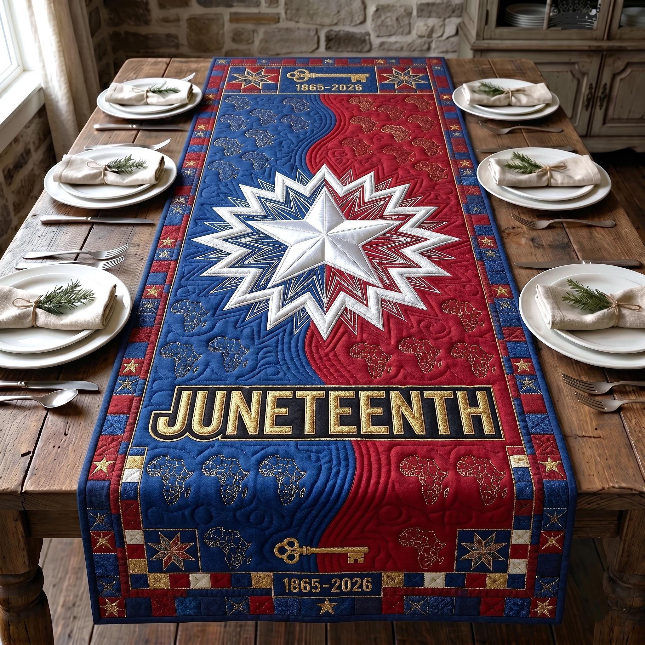 Juneteenth Star 1865 to 2026 Table Runner