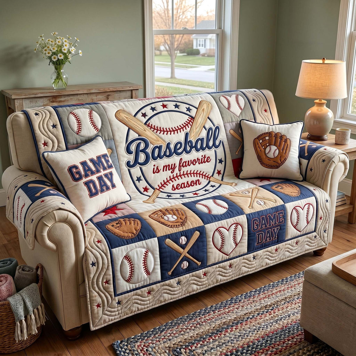 Baseball Is My Favorite Season Sofa Cover
