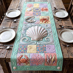 Scallop Shell with Crabs and Coral Table Runner