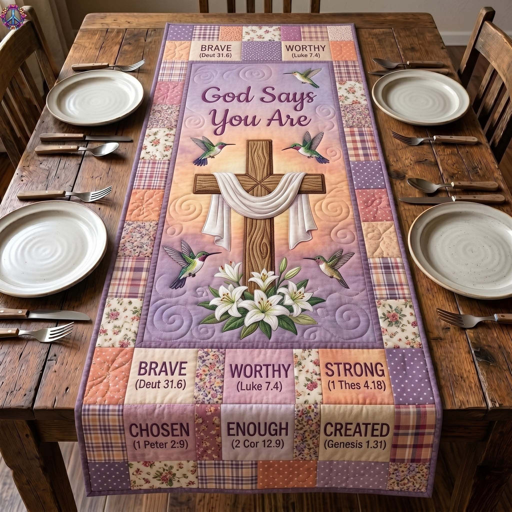 You Are Brave Worthy and Strong Table Runner