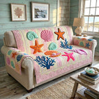 Starfish and Coral on Pink Sofa Cover