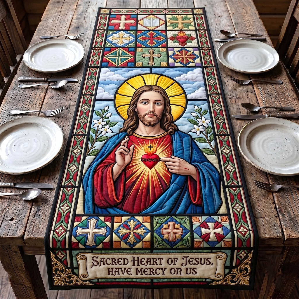 Sacred Heart of Jesus Have Mercy Table Runner