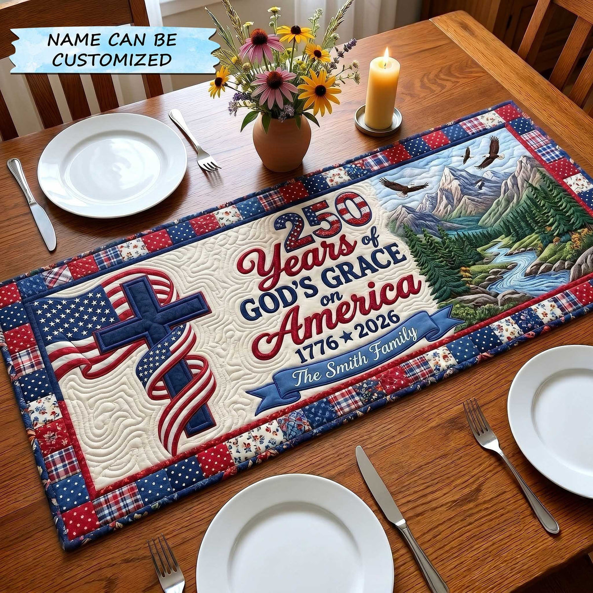 God's Grace on America Anniversary Table Runner