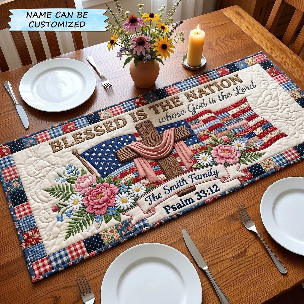 Blessed Is the Nation Psalm 33 Table Runner