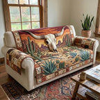 Longhorn Skull in the Cactus Desert Sofa Cover