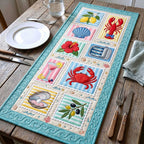 Pastel Beach Squares on Aqua Table Runner