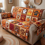 Paw Prints with Autumn Leaves Sofa Cover