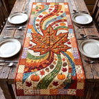 Autumn Leaves and Pumpkins Swirl Table Runner
