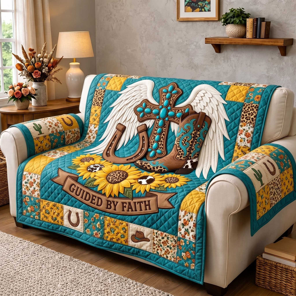 Guided by Faith with Sunflowers Sofa Cover
