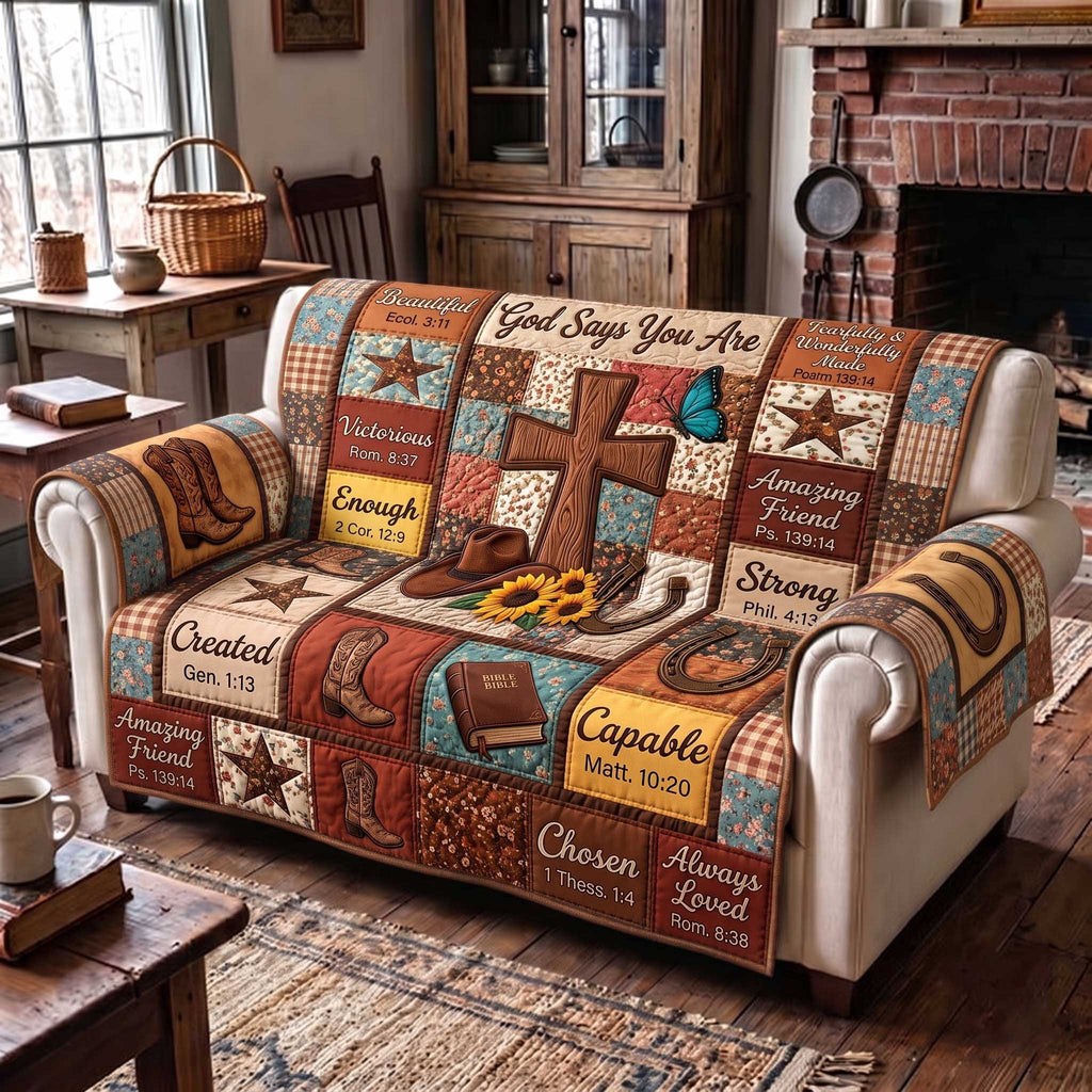 God Says You Are Patchwork Sofa Cover