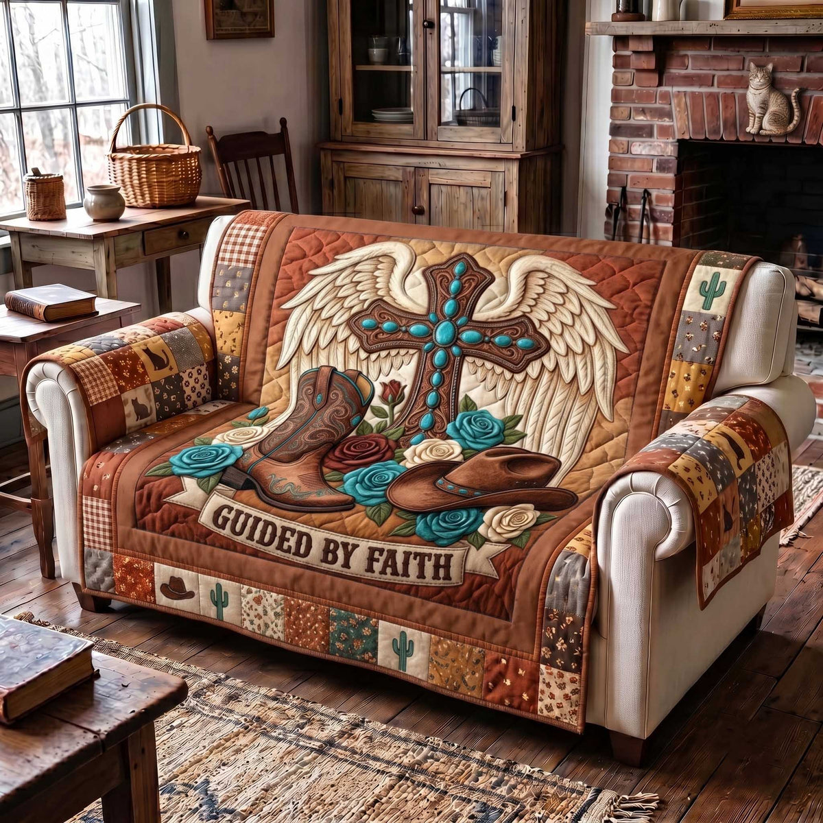 Guided by Faith with Cowboy Boots Sofa Cover