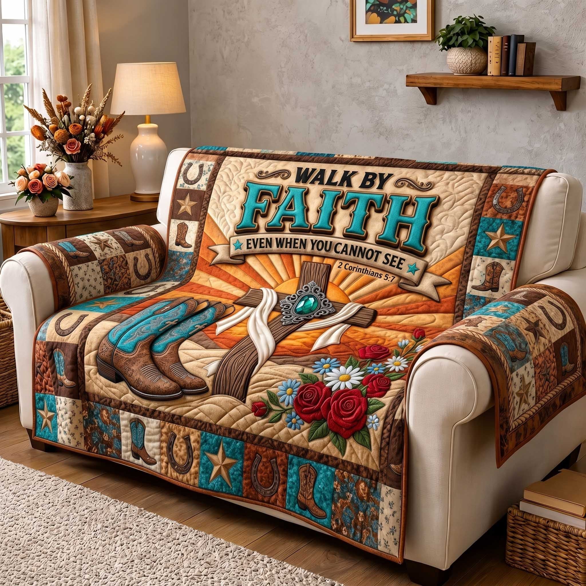 Walk by Faith When You Cannot See Sofa Cover