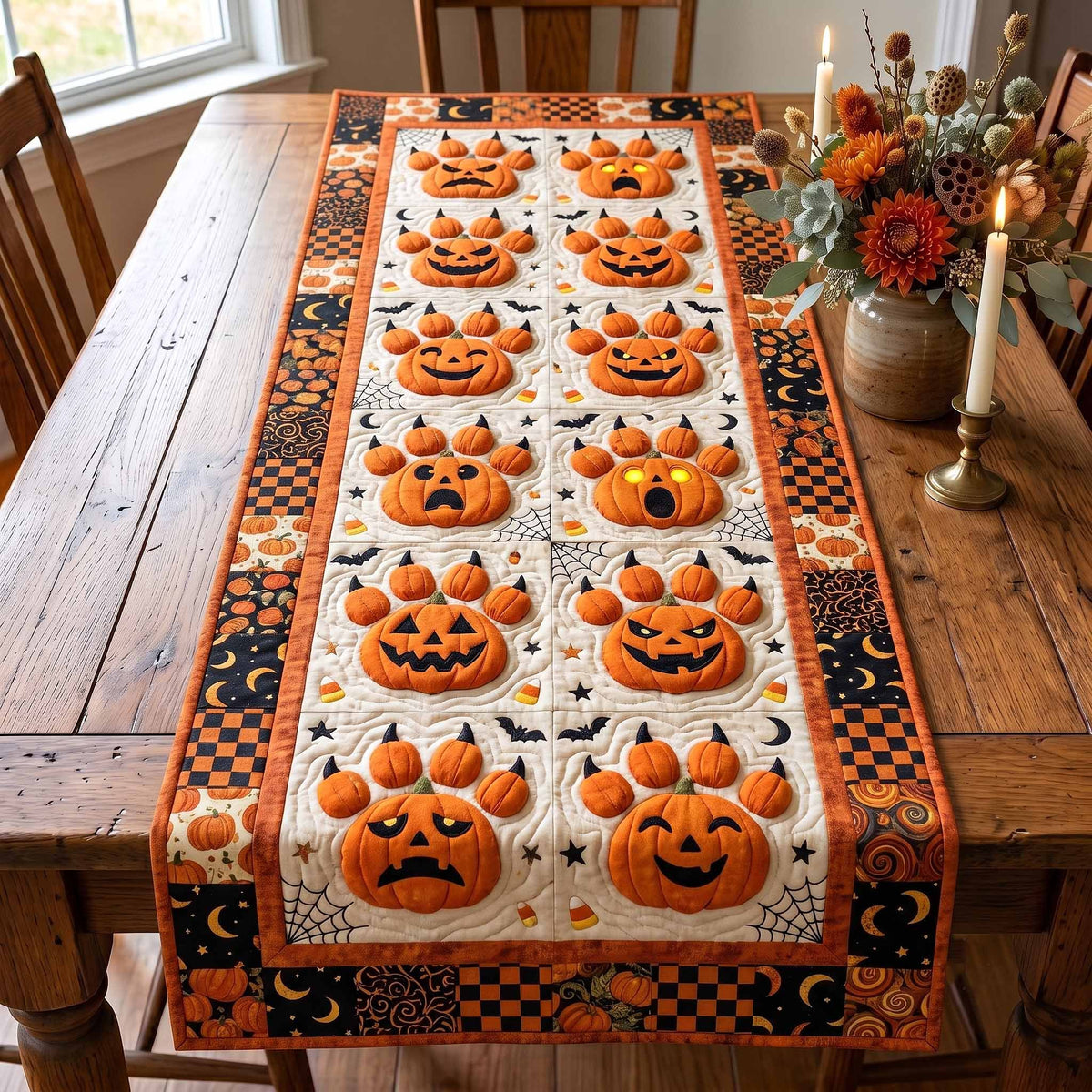Pumpkin Spooky Paws Table Runner