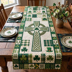Celtic Cross with Shamrocks and Plaid Table Runner
