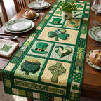 Irish Blessings Leprechaun Hat and Shamrock Blocks Table Runner