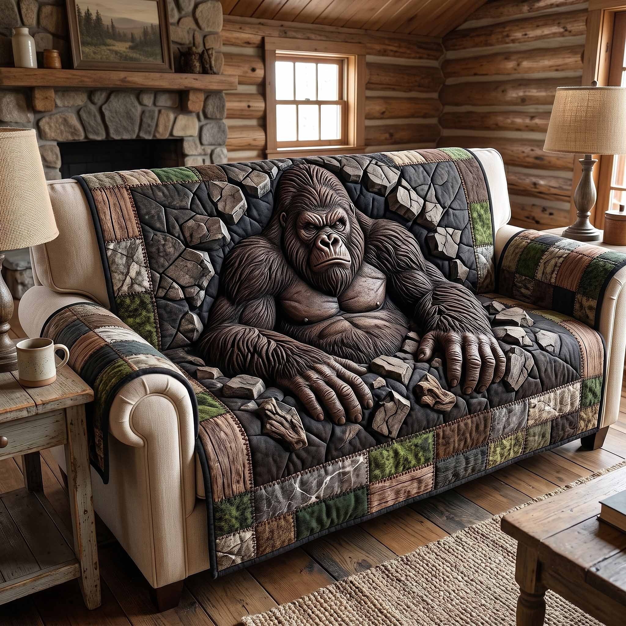 Gorilla Resting Against the Rocks Sofa Cover