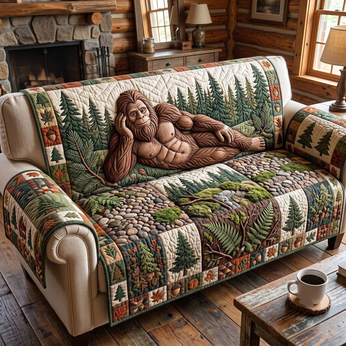 Bigfoot Lounging in the Forest Sofa Cover