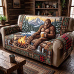 Bigfoot by the Campfire with Mug Sofa Cover