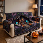Monster Jaws Around a Haunted House Sofa Cover