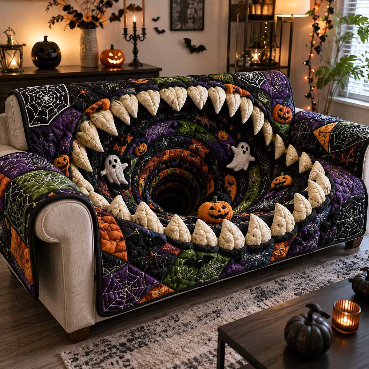Monster Mouth Full of Ghosts Sofa Cover