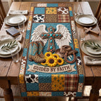 Guided By Faith Winged Cross Sunflowers Table Runner
