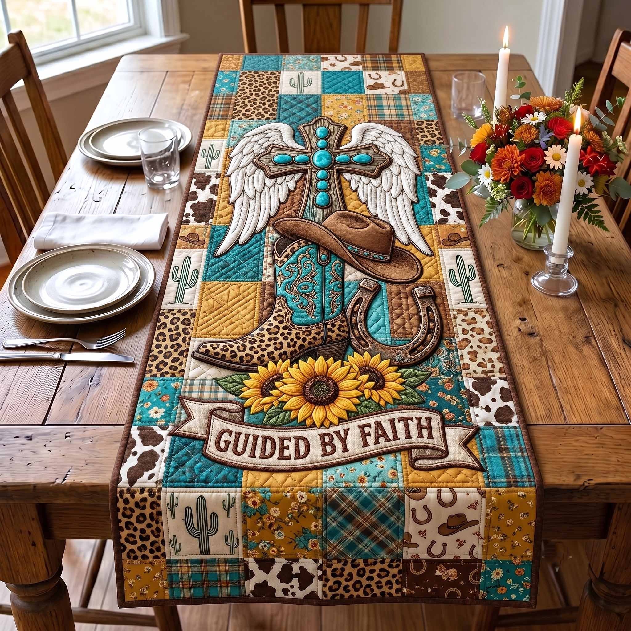 Guided By Faith Leopard Patchwork Table Runner