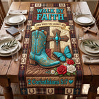2 Corinthians 5:7 Turquoise Boots Table Runner
