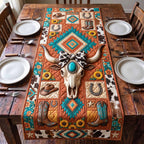Longhorn Skull with Aztec Diamonds Table Runner