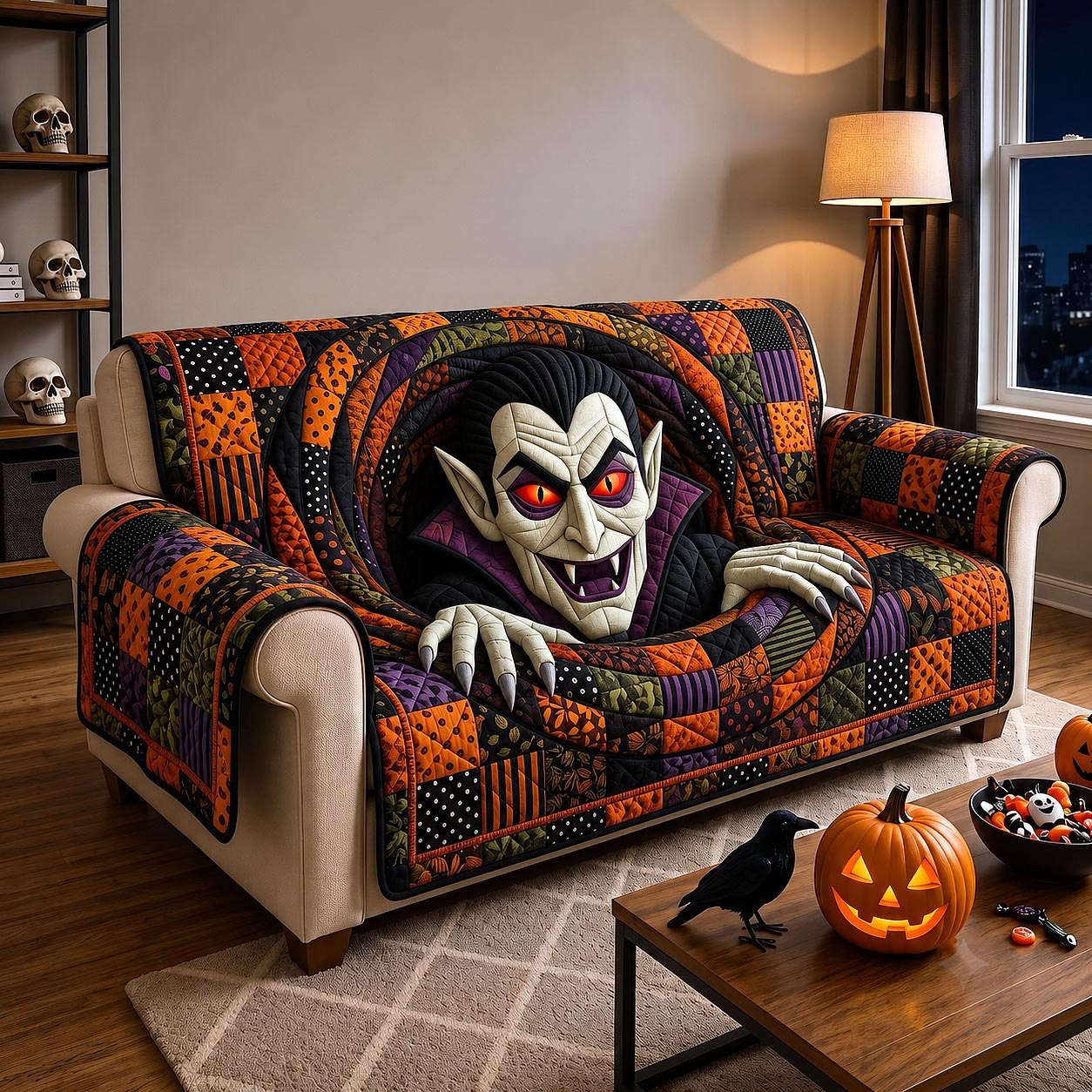Vampire Climbing Out of the Quilt Sofa Cover
