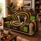 Mummy Rising from Striped Swirl Sofa Cover
