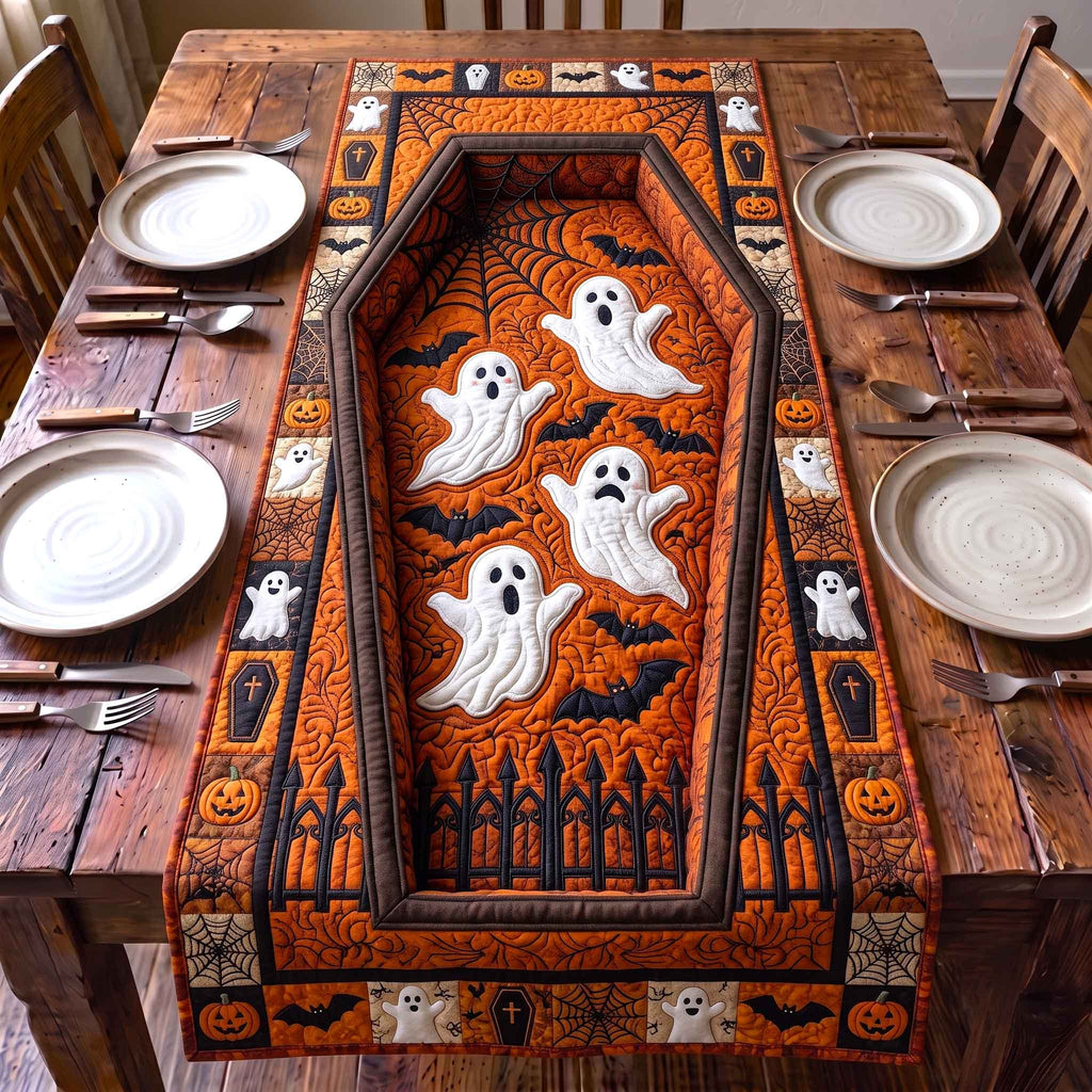 White Ghosts over Graveyard Fence Table Runner