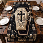 Coffin with Cross and Skeleton Table Runner