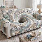 Pale Swirling Wave with Starfish Sofa Cover