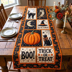 Boo Trick or Treat Black Cats Table Runner