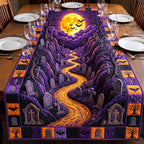 Glowing Path Through Purple Graveyard Table Runner