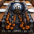 Pumpkin Path to Haunted Castle Table Runner